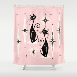 Astro Cat Mid Century Modern Shower Curtain NEW